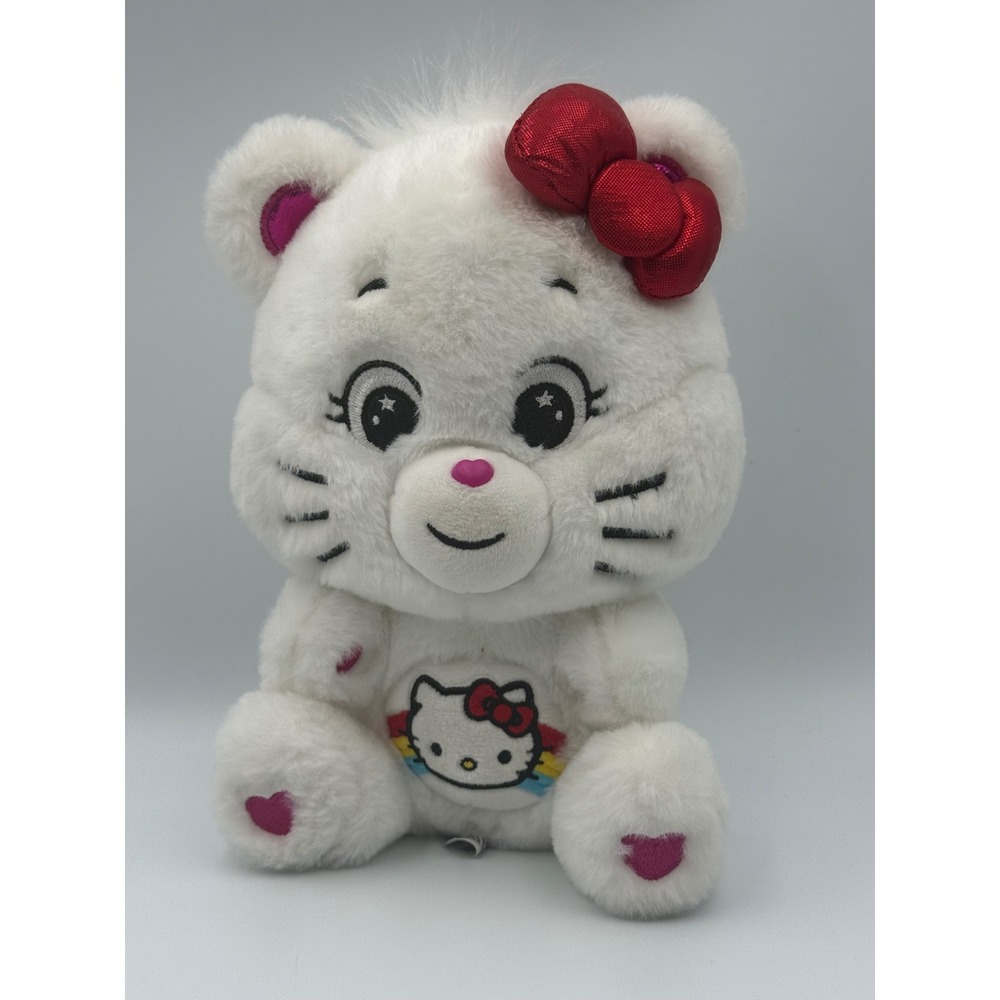 Care Bears x Hello Kitty 2023 Collaboration White‎ Plush Red Metallic Bow Sanrio